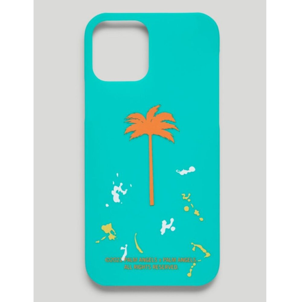 NWT Palm Angels Green Painted Palm Tree iPhone 12 Case Cover One Size